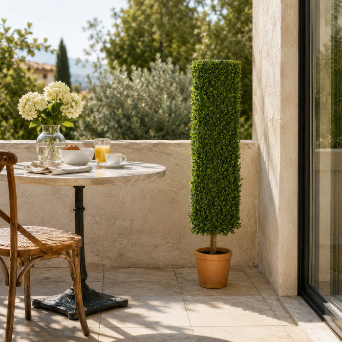 4'6" Outdoor UV-Resistant Artificial Boxwood Round-Shaped Topiary Tree w/Pot -Green - AUV122350
