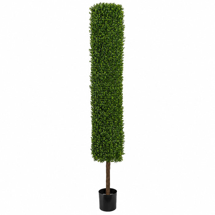 7' Outdoor UV-Resistant Artificial Boxwood Round-Shaped Topiary Tree w/Pot -Green - AUV122355