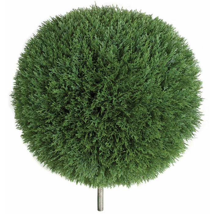 24" UV-Resistant Outdoor Artificial Cedar Ball-Shaped Topiary With Pole -Green - AUV123130