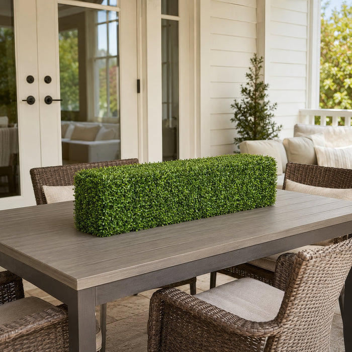 12"Hx48"Wx12"D Outdoor UV-Resistant Artificial Boxwood Topiary Hedge -2 Tone Green - AUV123200