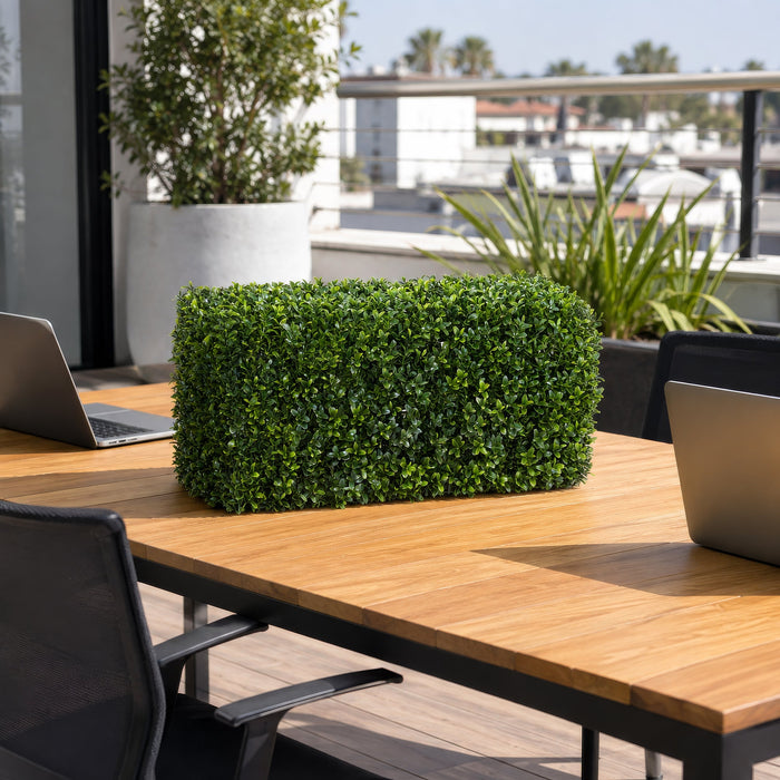 12"Hx24"Wx12"D Outdoor UV-Resistant Artificial Boxwood Topiary Hedge -2 Tone Green - AUV133000