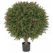 24" UV-Resistant Outdoor Artificial Wintergreen Boxwood Ball-Shaped Topiary Tree w/Pot -Green/Red - AUV146060