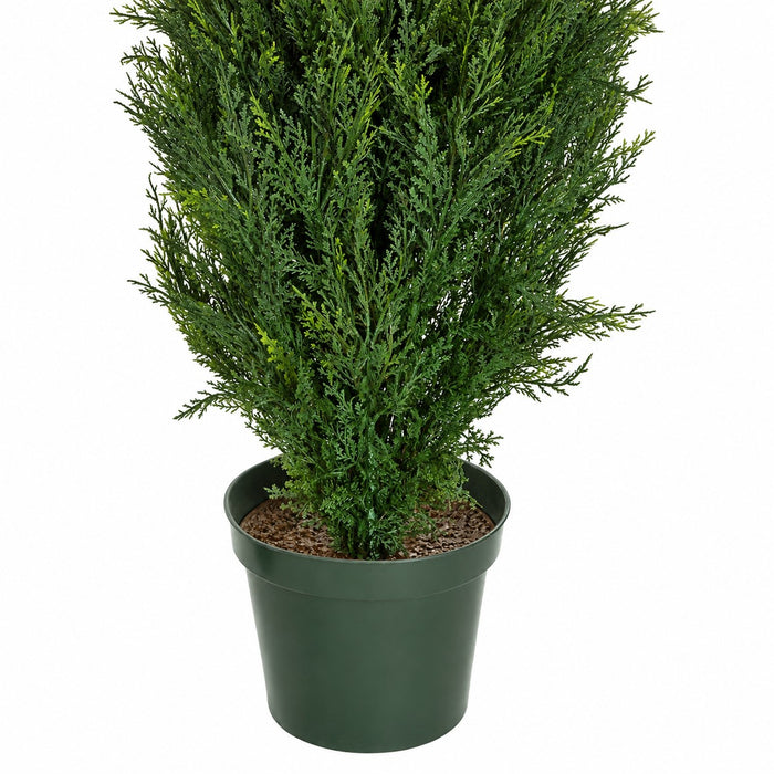 12' Outdoor UV-Resistant Artificial Cypress Cone-Shaped Topiary Tree -Green - AUV150012