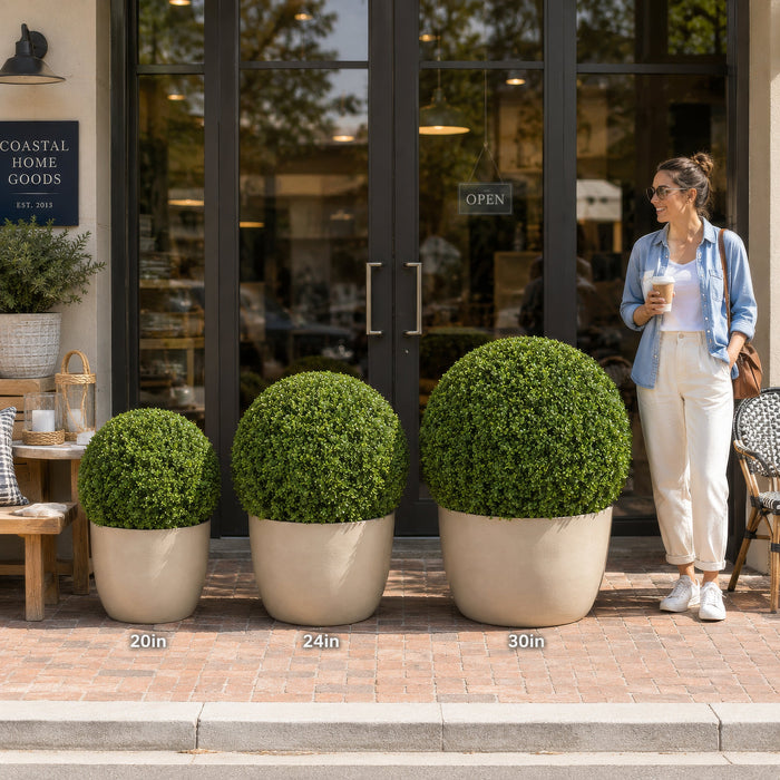 30"Hx30"W Outdoor UV-Resistant Artificial Boxwood Topiary Ball w/Pot -Green - AUV150056