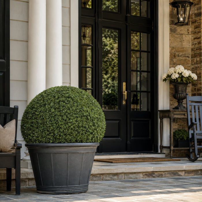 29"Hx36"W Outdoor UV-Resistant Artificial Boxwood Ball-Shaped Topiary -Green - AUV150060