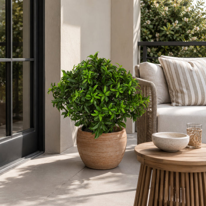 29" Outdoor UV-Resistant Artificial Sweet Bay Leaf Ball-Shaped Topiary w/Pot -Green - AUV160400
