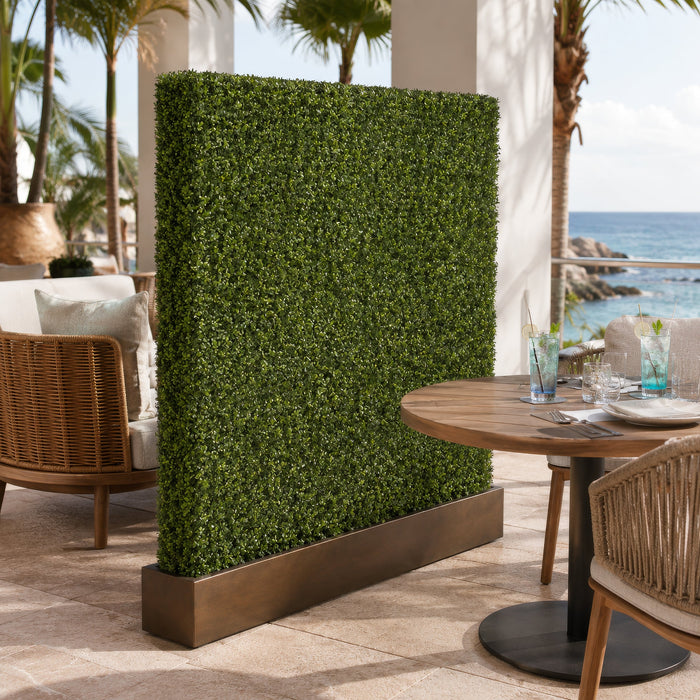 65"Hx48"Wx8"D Outdoor UV-Resistant Artificial Boxwood Topiary Hedge -2 Tone Green - AUV181190