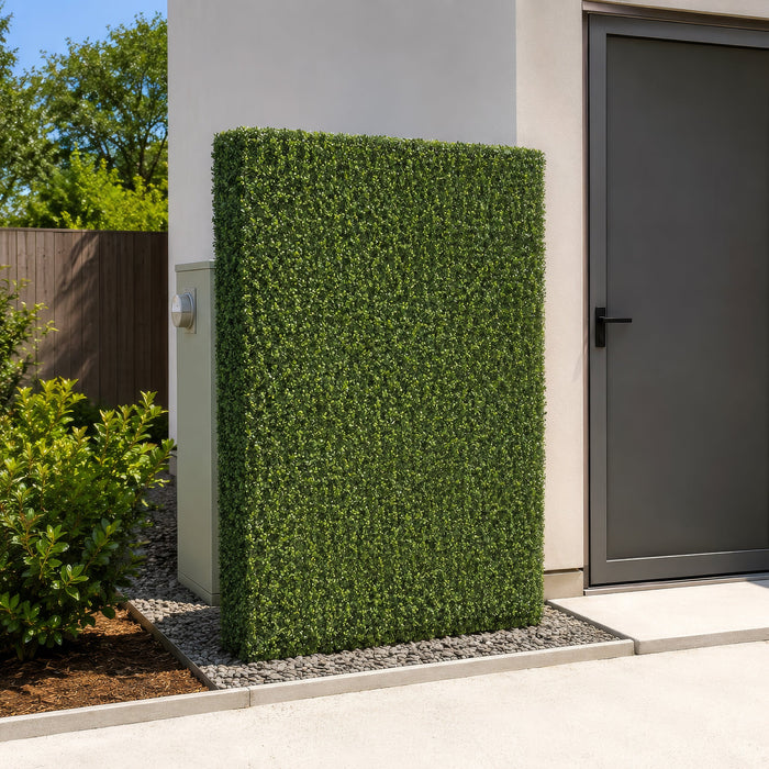 65"Hx48"Wx8"D Outdoor UV-Resistant Artificial Boxwood Topiary Hedge -2 Tone Green - AUV181190