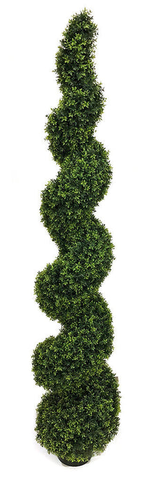 8' Outdoor UV-Resistant Artificial Dwarf Boxwood Spiral Topiary Tree w/Pot -Green - AUV181600