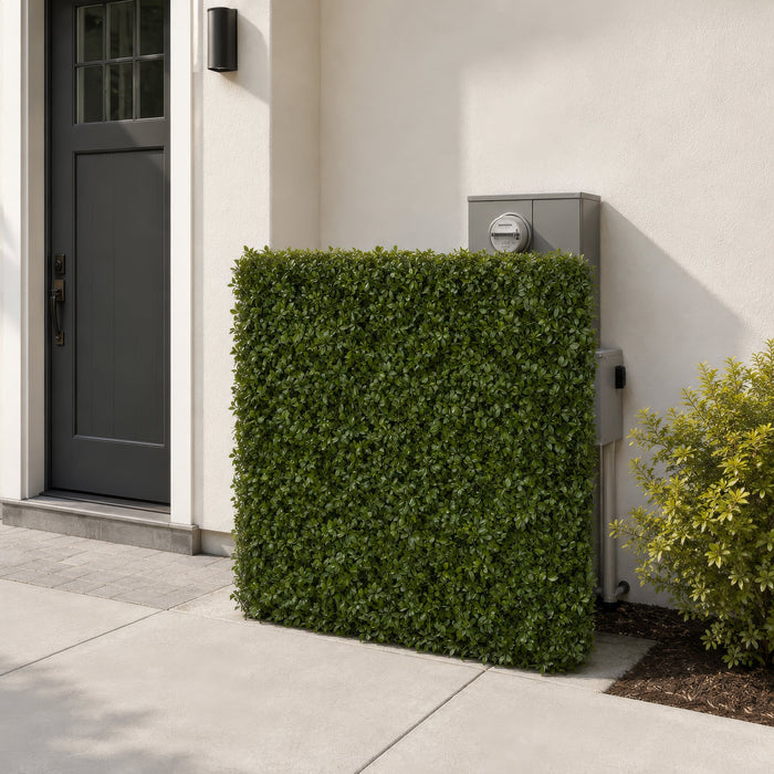 49"Hx48"Wx10"D Outdoor UV-Resistant Artificial Schefflera Leaf Topiary Hedge -2 Tone Green - AUV185750