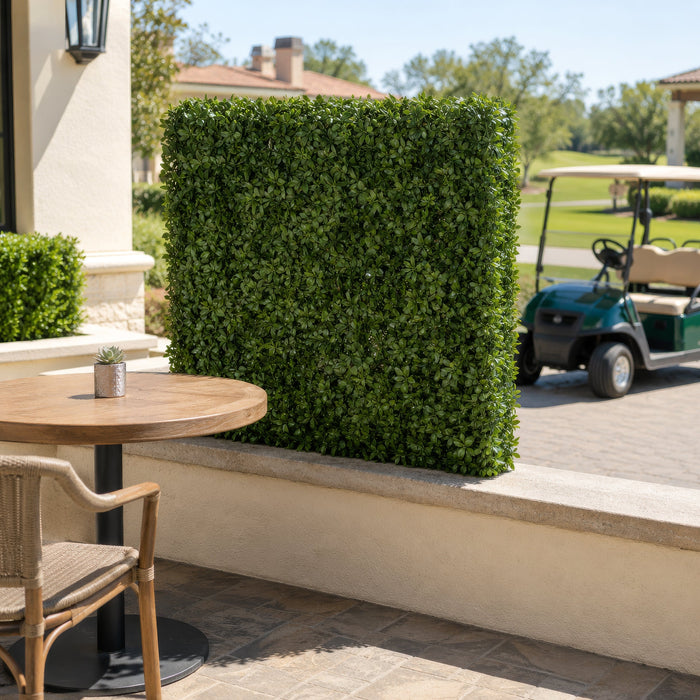 49"Hx48"Wx10"D Outdoor UV-Resistant Artificial Schefflera Leaf Topiary Hedge -2 Tone Green - AUV185750