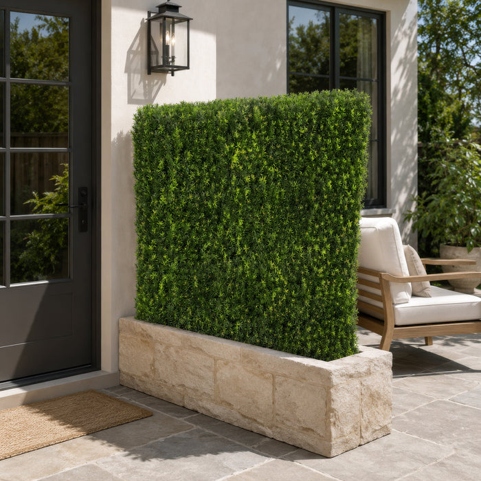 48"Hx48"Wx10"D Outdoor UV-Resistant Artificial Taxus Baccata Topiary Hedge -Green - AUV-185760