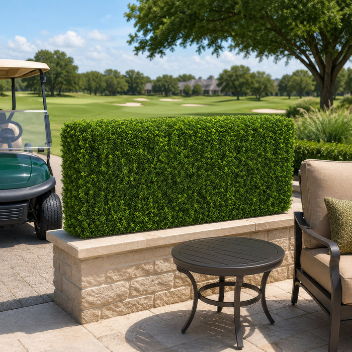 24"Hx48"Wx10"D Outdoor UV-Resistant Artificial Taxus Baccata Topiary Hedge -Green - AUV-185780