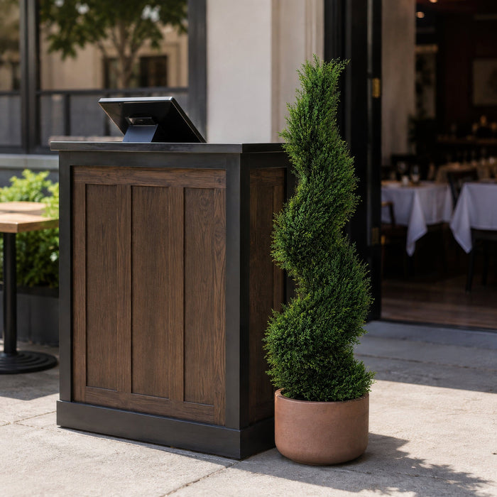 4' Outdoor UV-Resistant Artificial Pond Cypress Spiral Topiary Tree w/Pot -Green - AUV186015