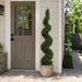 6' Outdoor UV-Resistant Artificial Pond Cypress Spiral Topiary Tree w/Pot -Green - AUV186020