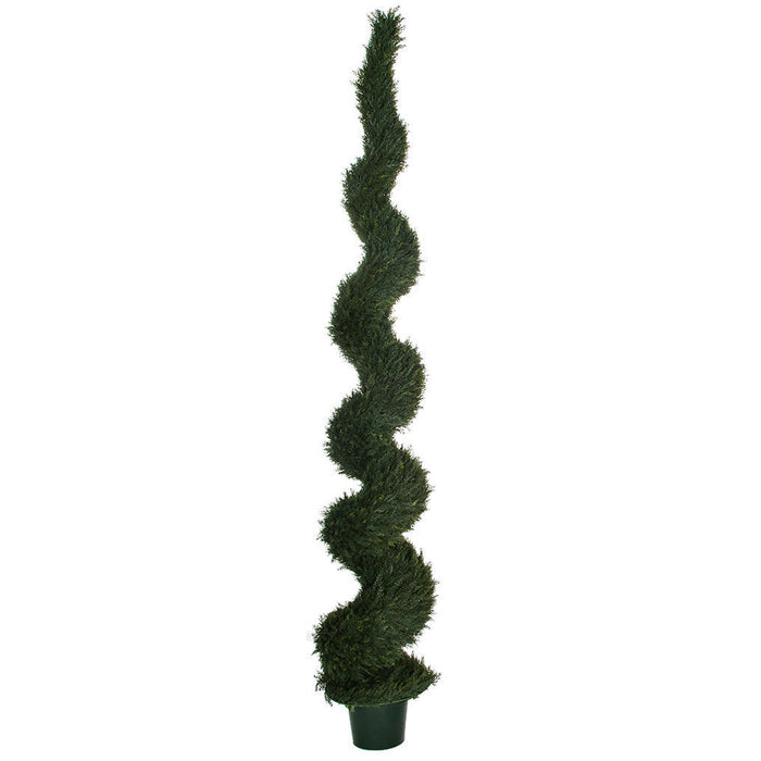 10' UV-Resistant Outdoor Artificial Pond Cypress Spiral Topiary Tree w/Pot -Green - AUV186440