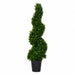 4' Outdoor UV-Resistant Artificial Dwarf Boxwood Spiral Topiary Tree w/Pot -Green - AUV186500