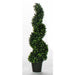 4' UV-Resistant Outdoor Artificial Dwarf Boxwood Spiral Topiary Tree w/Pot -Green - AUV186500