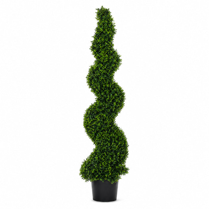 6' Outdoor UV-Resistant Artificial Dwarf Boxwood Spiral Topiary Tree w/Pot -Green - AUV186505