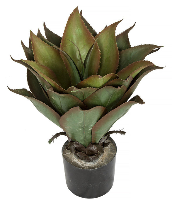 22" Outdoor UV-Resistant Artificial Agave Plant w/Pot -Green/Burgundy (Pack of 2) - AUV-190870