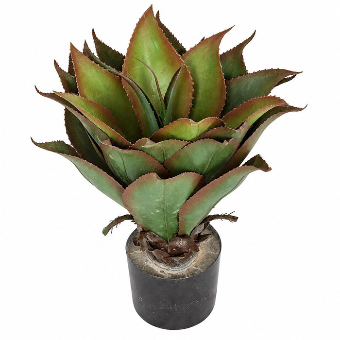 22" Outdoor UV-Resistant Artificial Agave Plant w/Pot -Green/Burgundy (Pack of 2) - AUV-190870