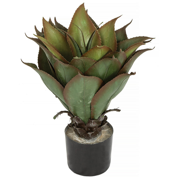 22" Outdoor UV-Resistant Artificial Agave Plant w/Pot -Green/Burgundy (Pack of 2) - AUV-190870