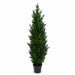 3' Outdoor UV-Resistant Artificial Cedar Cone-Shaped Topiary Tree w/Pot -Green (Pack of 2) - AUV1955