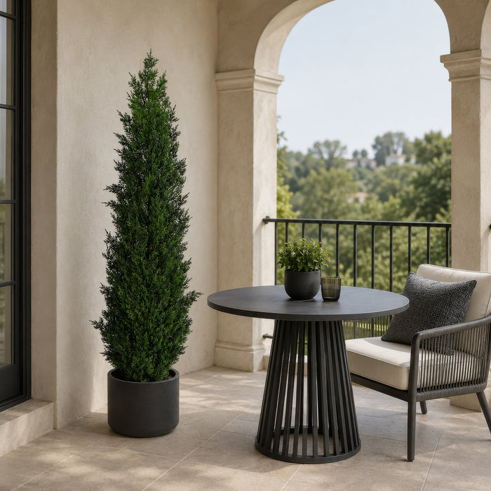 5' Outdoor UV-Resistant Artificial Cedar Cone-Shaped Topiary Tree w/Pot -Green - AUV1965