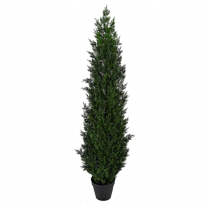 5' Outdoor UV-Resistant Artificial Cedar Cone-Shaped Topiary Tree w/Pot -Green - AUV1965