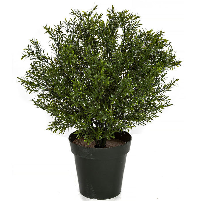 2' Outdoor UV-Resistant Artificial Podocarpus Ball-Shaped Topiary w/Pot -Green - AUV197080
