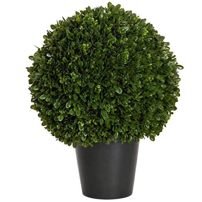 24"Hx19"W Outdoor UV-Resistant Artificial Japanese Boxwood Ball-Shaped Topiary w/Pot -Green - AUV197120
