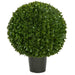 26"Hx22"W Outdoor UV-Resistant Artificial Japanese Boxwood Ball-Shaped Topiary w/Pot -Green - AUV197130