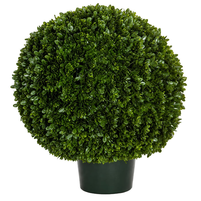 32"Hx27"W Outdoor UV-Resistant Artificial Japanese Boxwood Ball-Shaped Topiary w/Pot -Green - AUV197140