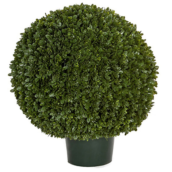 32" UV-Resistant Outdoor Artificial Japanese Boxwood Ball-Shaped Topiary w/Pot -Green - AUV197140