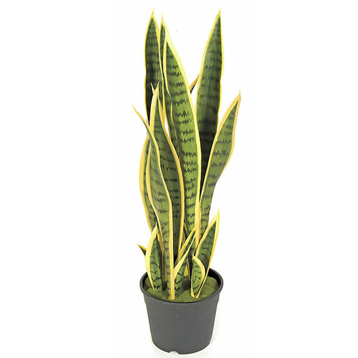 26" UV-Resistant Outdoor Artificial Sansevieria Snake Plant w/Pot -Green/Yellow (pack of 2) - AUV200100