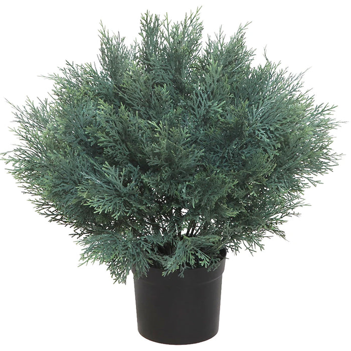 17" Outdoor UV-Resistant Artificial Cedar Plant w/Pot -Gray/Green (Pack of 2) - AUV-250245