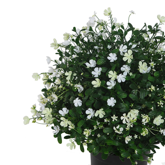 21" Outdoor UV-Resistant Artificial Baby's Breath Flower Plant w/Pot -White/Cream (Pack of 2) - AUV-250275