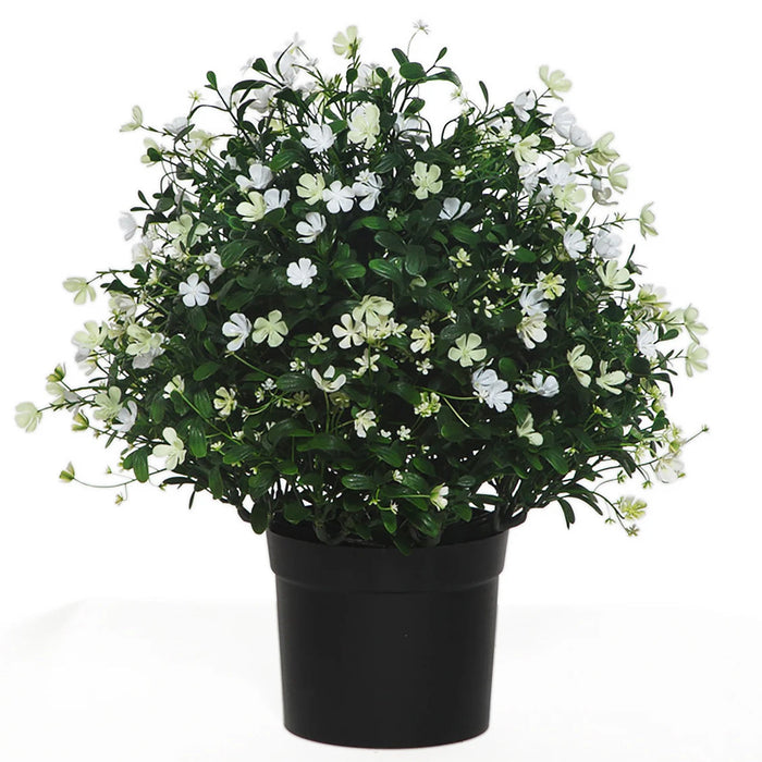 21" Outdoor UV-Resistant Artificial Baby's Breath Flower Plant w/Pot -White/Cream (Pack of 2) - AUV-250275