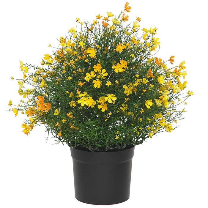 21" Outdoor UV-Resistant Artificial Baby's Breath Flower Plant w/Pot -Yellow/Orange (Pack of 2) - AUV-250295