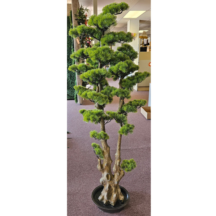 5'6"Hx24"W Outdoor UV-Resistant Artificial Cypress Bonsai Tree w/Planter -Green - AUV-251000