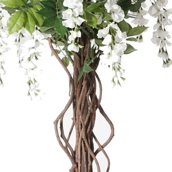 5' Multi Vine Trunk Wisteria Flower Silk Tree w/Pot -White - SAFB116TU-WH