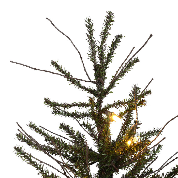 4'Hx28"W Vienna Twig Artificial Christmas Tree, LED Pre-Lit -Brown/Green - B167646LED