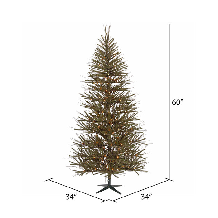 5'Hx34"W Vienna Twig Artificial Christmas Tree, LED Pre-Lit -Brown/Green - B167651LED