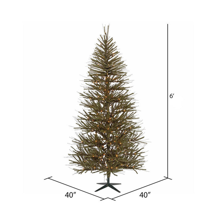6'Hx40"W Vienna Twig Artificial Christmas Tree, LED Pre-Lit -Brown/Green - B167661LED