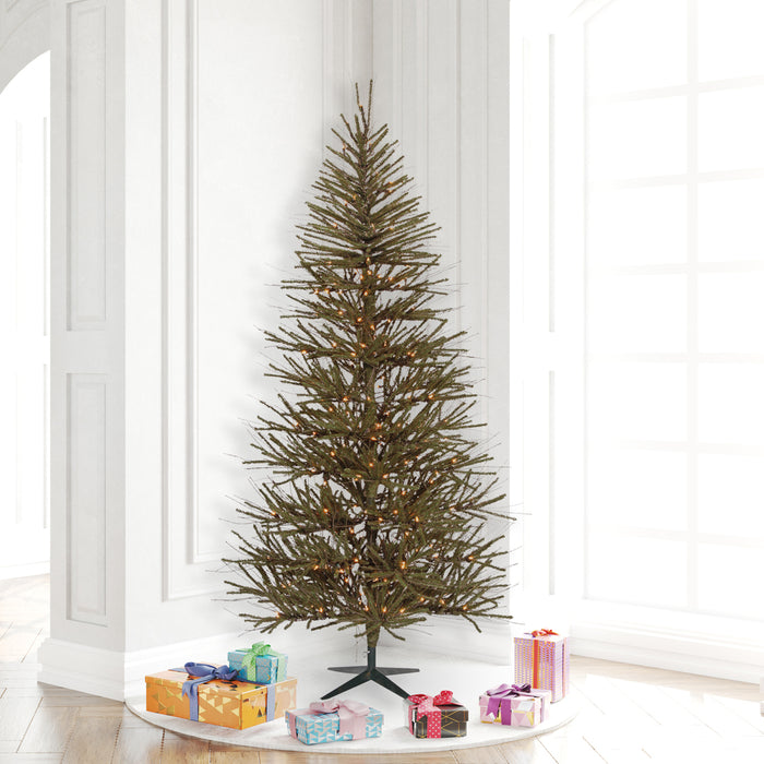 7'Hx46"W Vienna Twig Artificial Christmas Tree, LED Pre-Lit -Brown/Green - B167671LED