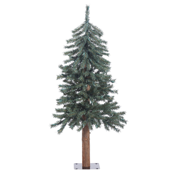 3'Hx22"W Natural Trunk With Bark Alpine Artificial Christmas Tree, Unlit -Green - B907330