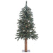 3'Hx22"W Natural Trunk With Bark Alpine Artificial Christmas Tree, LED Pre-Lit -Green - B907331LED