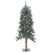 4'Hx25"W Natural Trunk With Bark Alpine Artificial Christmas Tree, LED Pre-Lit -Green - B907341LED