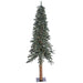 7'Hx44"W Natural Trunk With Bark Alpine Artificial Christmas Tree, LED Pre-Lit -Green - B907371LED
