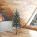 3'Hx22"W Natural Trunk With Bark Alpine Artificial Christmas Tree, LED Pre-Lit -Green - B907331LED